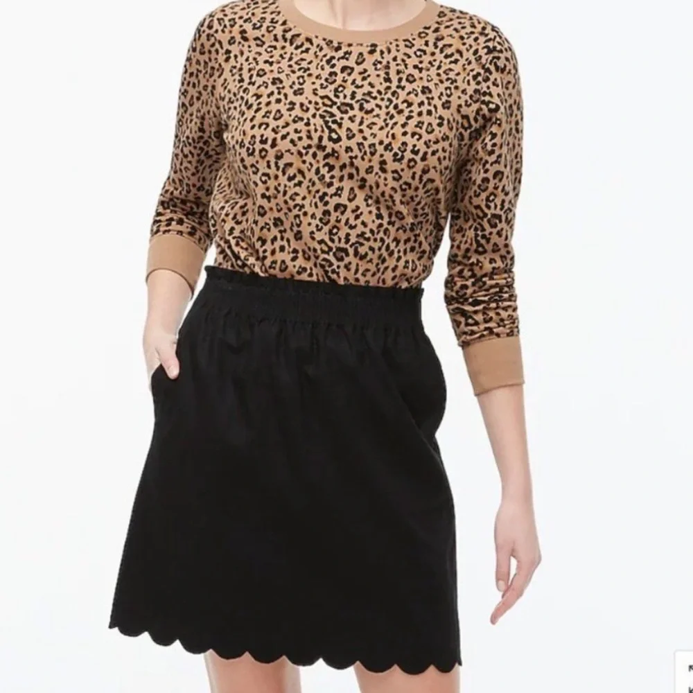 J Crew Black Scalloped City Mini Skirt